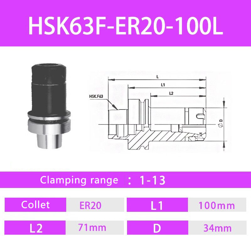 HSK63F Woodworking Engraving Machine Toolholder High Precision High Speed Dynamic Balance ER Collet Toolholder Shandong Denso Pricision Tools Co.,Ltd.
